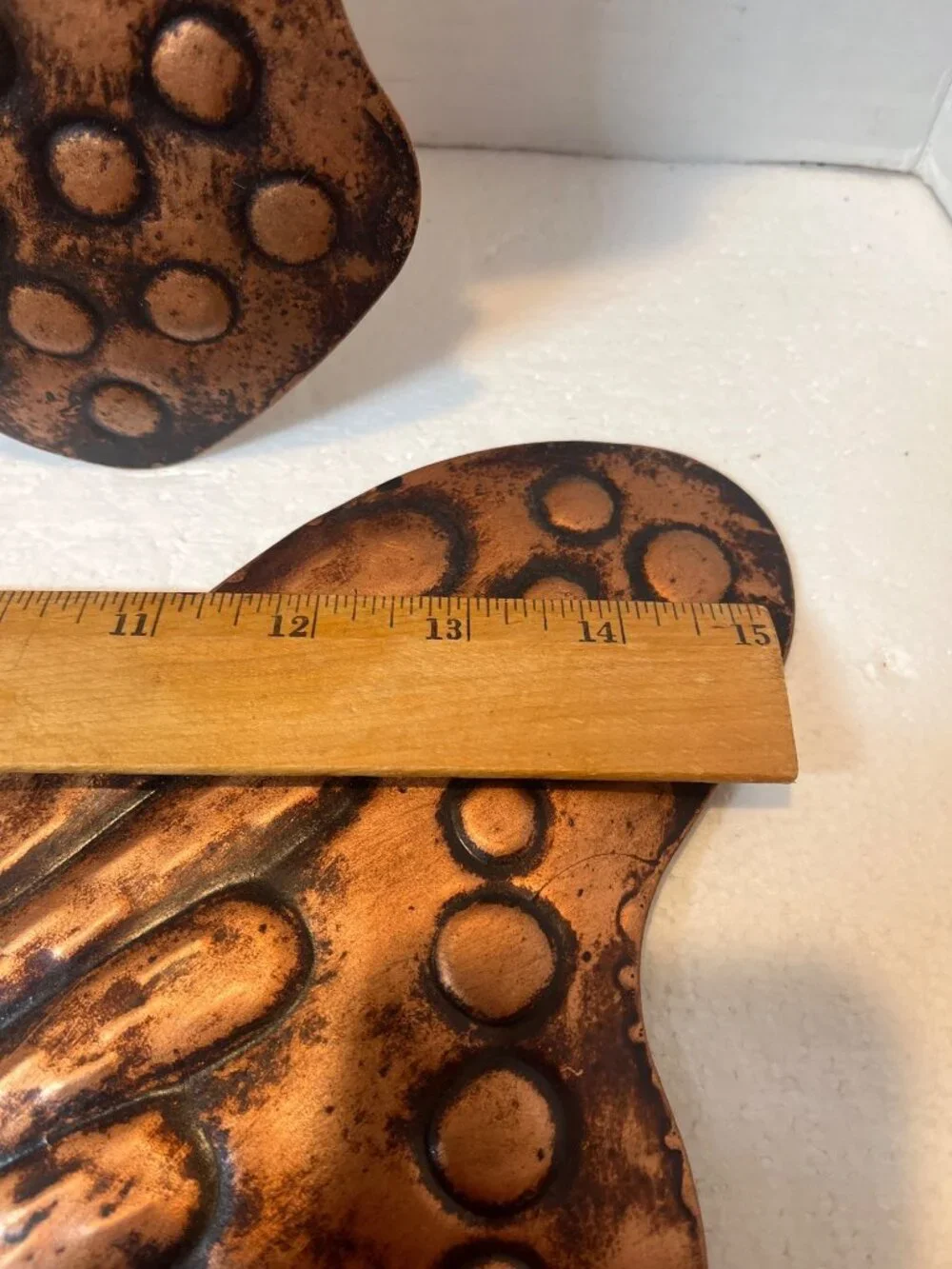 Set Of 2 Large Coppe Butterfly Wall Decor Metal Sculptures Embossed Design